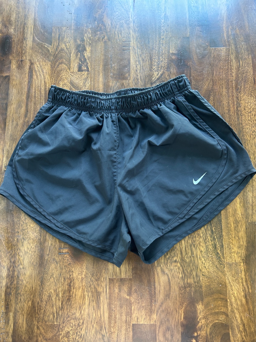 Nike Black Athletic Shorts with Silver Swoosh